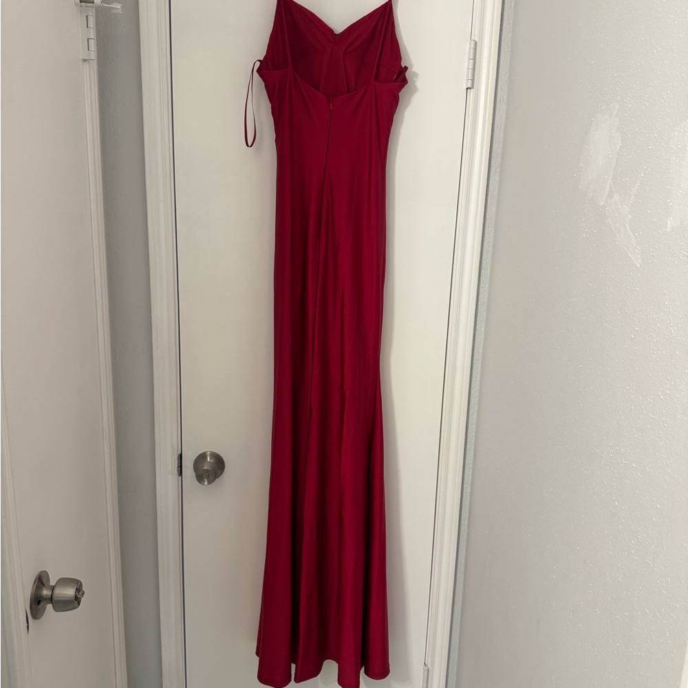 Red Sleeveless Spaghetti Strap Maxi Gown
